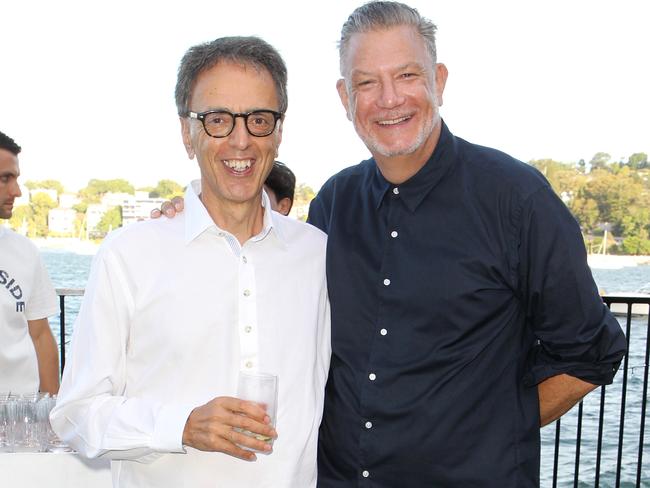 Theo Onisforou and David Bush at The Upside he soiree held to thank those who had supported Meares’ active wear label. Picture: Christian Gilles