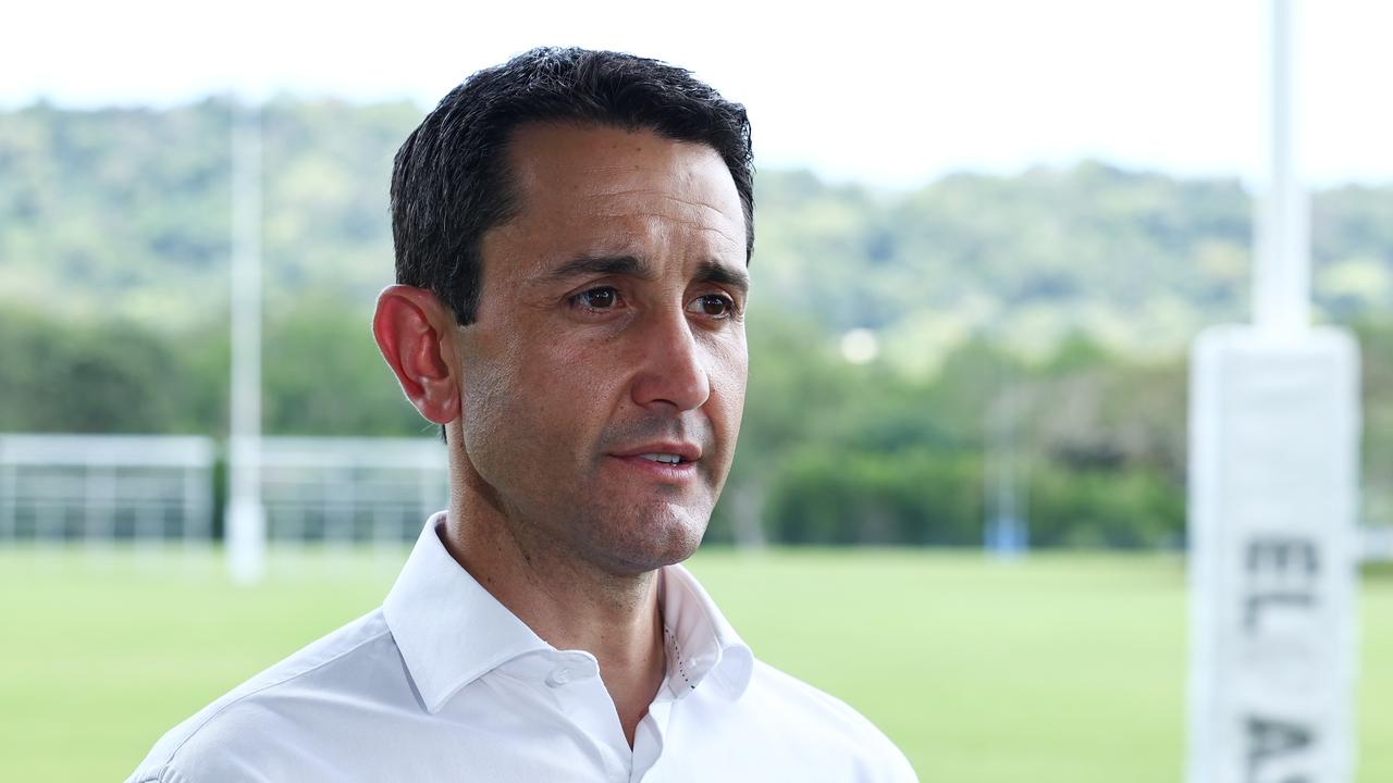 Opposition leader David Crisafulli announces additional funding for a sporting facilty at Stan Williams Park in Manunda, Cairns. Picture: Brendan Radke