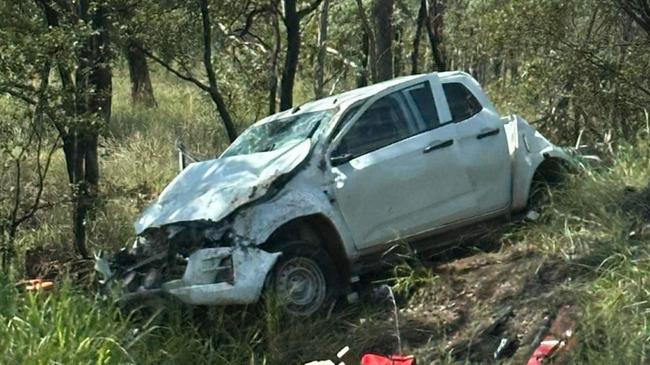 A semi-trailer and a ute collided on the road outside Coopabella on February 1. Photo: Adam Vine