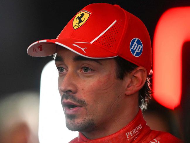 LAS VEGAS, NEVADA - NOVEMBER 23: Fourth placed Charles Leclerc of Monaco and Ferrari talks to the media in the Paddock after the F1 Grand Prix of Las Vegas at Las Vegas Strip Circuit on November 23, 2024 in Las Vegas, Nevada.   Rudy Carezzevoli/Getty Images/AFP (Photo by Rudy Carezzevoli / GETTY IMAGES NORTH AMERICA / Getty Images via AFP)