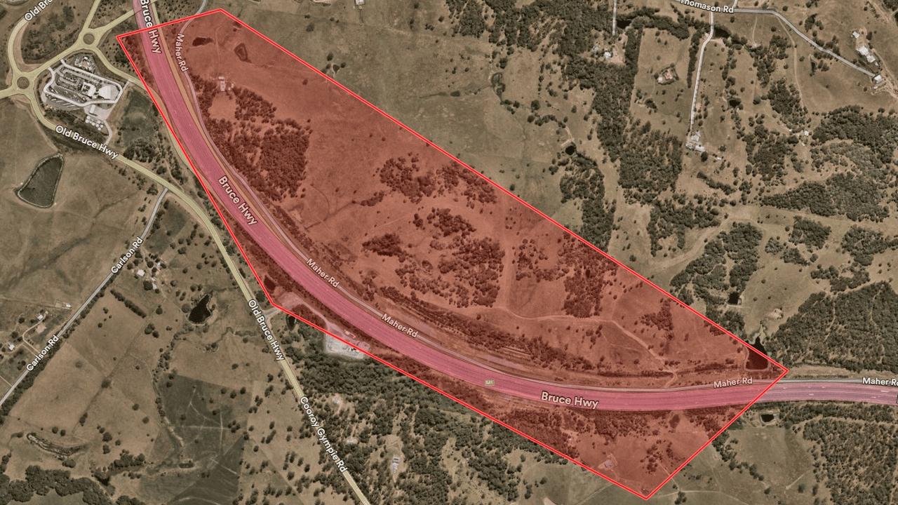 An exclusion zone was established while police responded, encompassing Maher Road and both directions of the Bruce Highway adjacent to Maher Road.