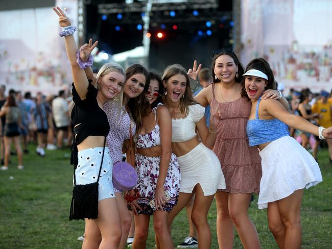 The Grass Is Greener music festival at the Cairns Showgrounds. Renee Mackay, Olly Williams, Mitsuki Furntani-Barns, Rosie Tortike, Gemma Boyle and Tamaya Voegeli. PICTURE: STEWART MCLEAN