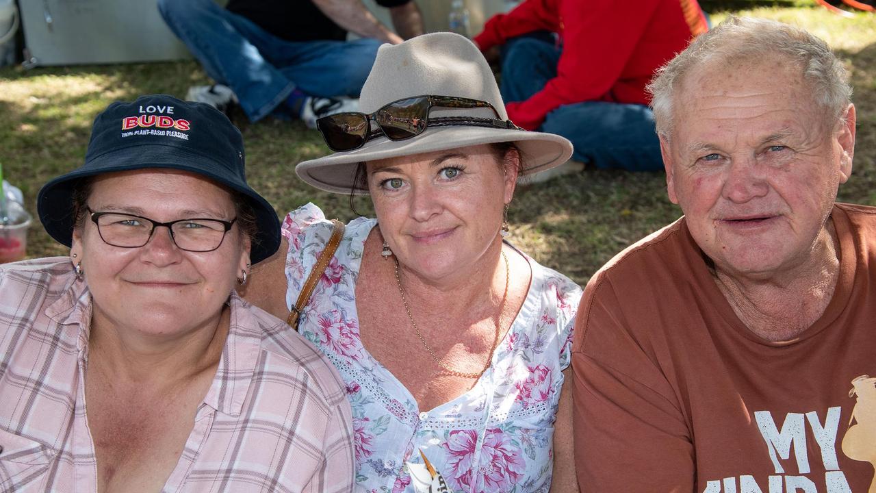 Marney Granzier (left) with Nicole Wright and Russell Lee. Meatstock at the Toowoomba Showgrounds. April 15th, 2023