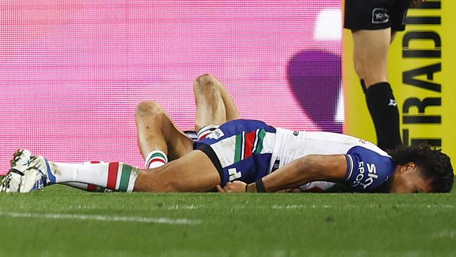 Dallin Watene-Zelezniak was out cold. Photo by Daniel Pockett/Getty Images)