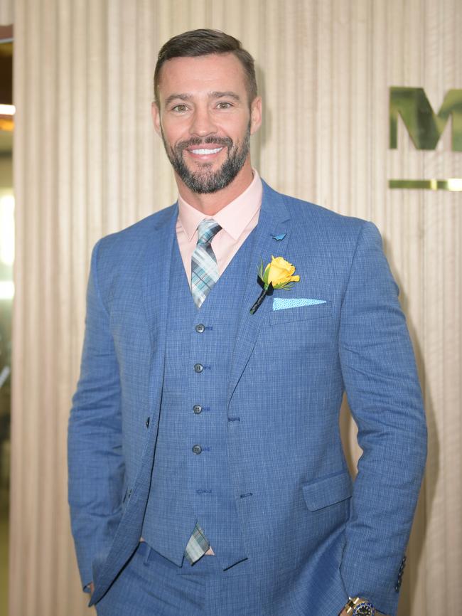 Kris Smith arrives at the Myer Marquee. Picture: AAP