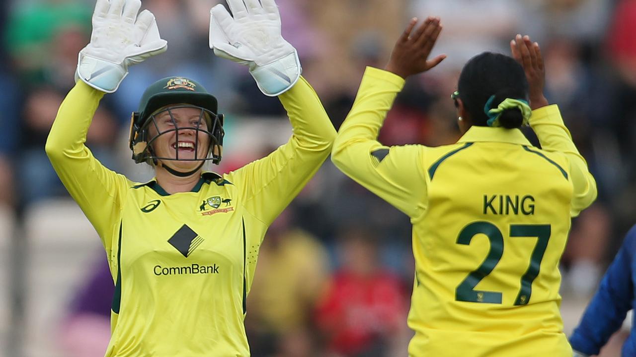 Alyssa Healy and Alana King of Australia. Photo by Steve Bardens/Getty Images