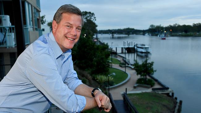 Tim Nicholls posing beside the Burnett River in Bundaberg on Sunday. (AAP Image / Darren England)