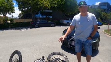 A shocking video has showed the moment a Paradise Point boy was allegedly hit by an Audi A5 while riding his motorbike in Paradise Point on January 6. Photo: Instagram