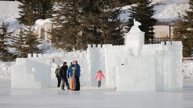 Kids will love the magical ice sculptures at Lake Louise, near Banff. Picture: Getty Images