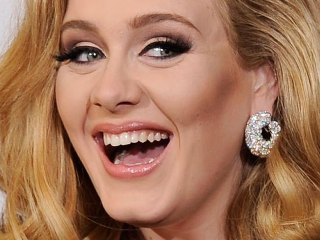 LOS ANGELES, CA - FEBRUARY 12: Singer Adele, winner of six GRAMMYs, poses in the press room at the 54th Annual GRAMMY Awards at Staples Center on February 12, 2012 in Los Angeles, California. (Photo by Kevork Djansezian/Getty Images)