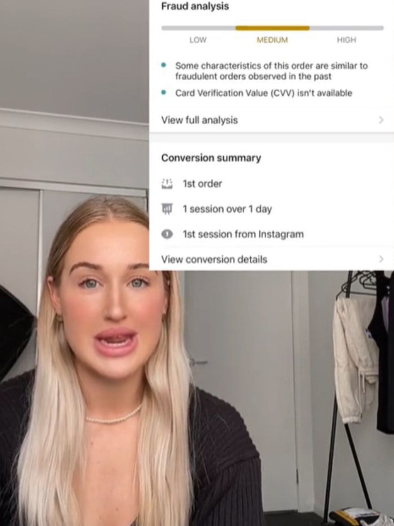 Shopify’s Fraud analysis software flagged something fishy about the order. Picture: TikTok