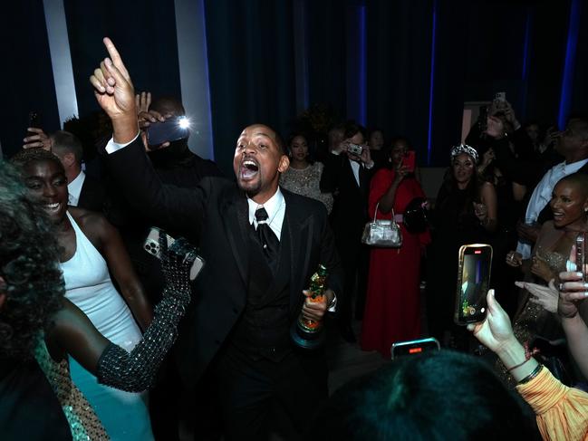 Will Smith partied inside Vanity Fair’s post-Oscars event in Beverly Hills. Picture: WireImage for Vanity Fair