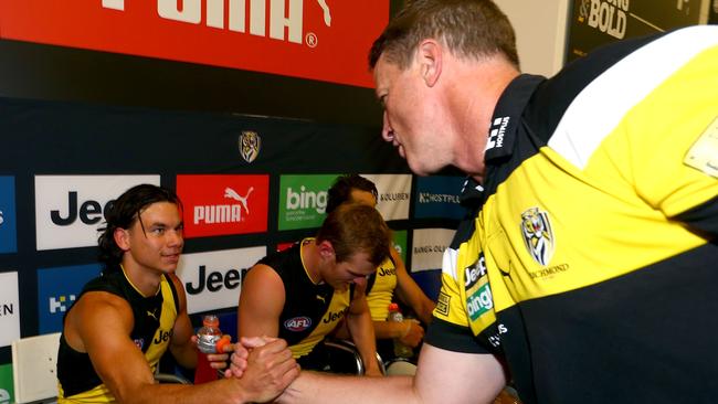 Daniel Rioli and coach Damien Hardwick have formed a close bond. Picture: Getty