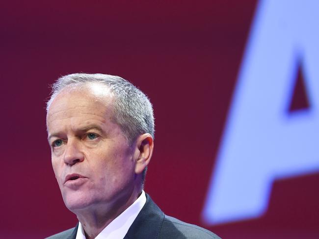 Australian Opposition Leader Bill Shorten speaks during the introduction of the Reconciliation Action Plan on day two of the Labor Party National Conference in Adelaide, Monday, December 17, 2018. Labor's 48th National Conference is being held from Sunday 16 to Tuesday 18 December 2018 at the Adelaide Convention Centre. (AAP Image/Lukas Coch) NO ARCHIVING