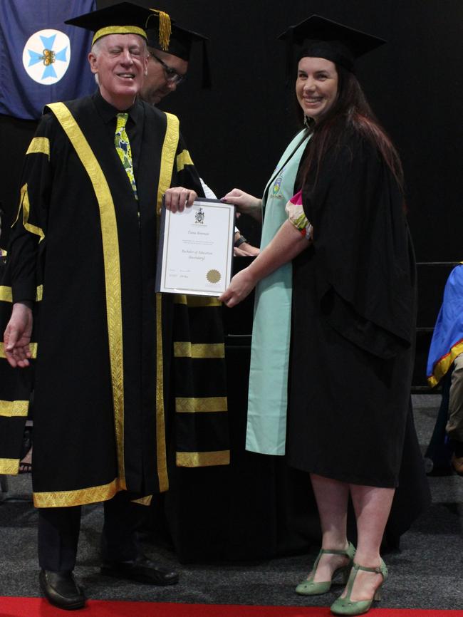 Tiana Brennan graduated with a Bachelor of Education (Primary) with Distinction at the CQUniversity graduation ceremony in Bundaberg on December 14, 2023.