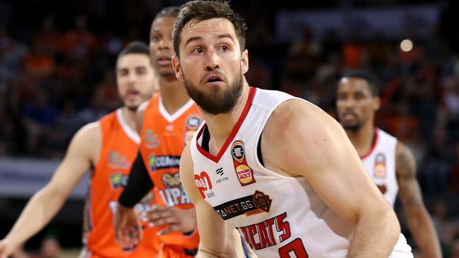 Mitch Norton of the Perth Wildcats during the second NBL Semi-Final match between the Cairns Taipans and the Perth Wildcats at the Cairns Convention Centre in Cairns, Sunday, March 1, 2020. (AAP Image/Marc McCormack)