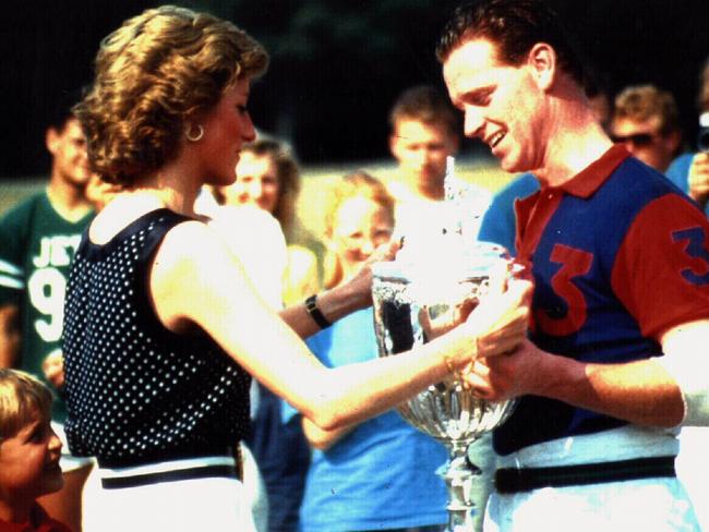 Diana, Princess of Wales presenting trophy to James Hewitt at polo match in the mid-nineties. Picture: Supplied