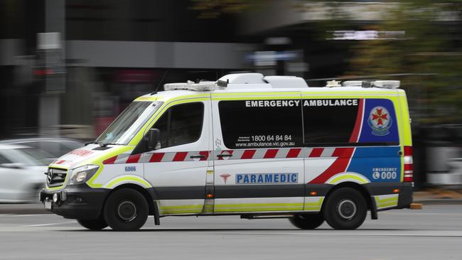 Two men were taken to hospital after a multi-vehicle collision on the Northern Highway in Wallan on Wednesday morning. Picture: David Crosling