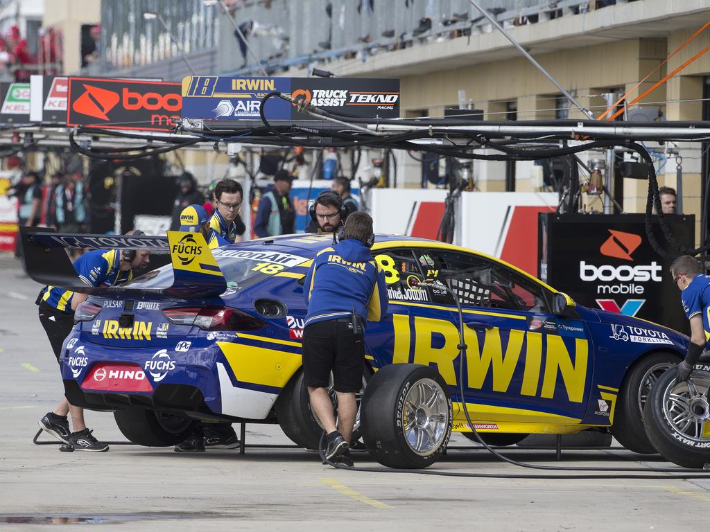 Mark Winterbottom of Team Irwin Racing during practice 3 at Symmons Plains. PICTURE CHRIS KIDD