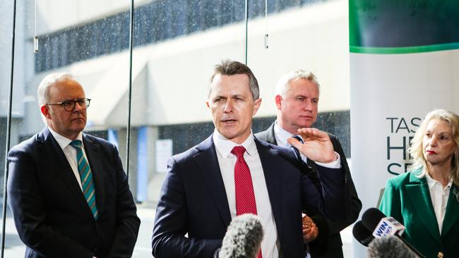 Education Minister Jason Clare at the Launceston General Hospital. Picture: NewsWire / Patrick Gee