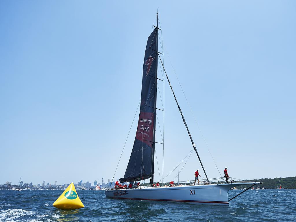 Comanche is pictured in the Sydney Harbour during the 2019 Sydney to Hobart on December 26, 2019 in Sydney, Australia. (Photo by Brett Hemmings/Getty Images)