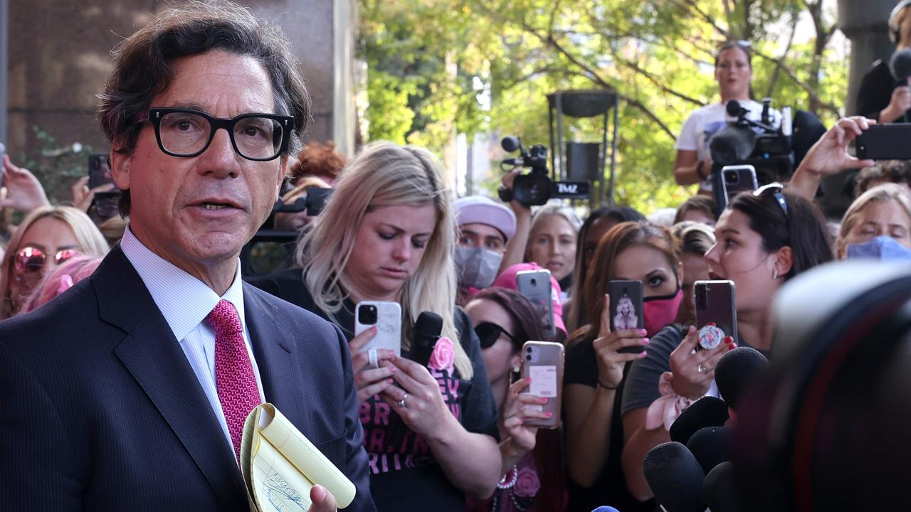 Britney Spears' lawyer Matthew Rosengart speaks to the press. Picture: Kevin Winter/Getty Images