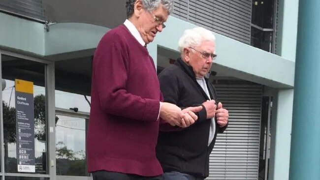 Father Carl Stafford (right) leaving Gosford courthouse. Picture: Supplied