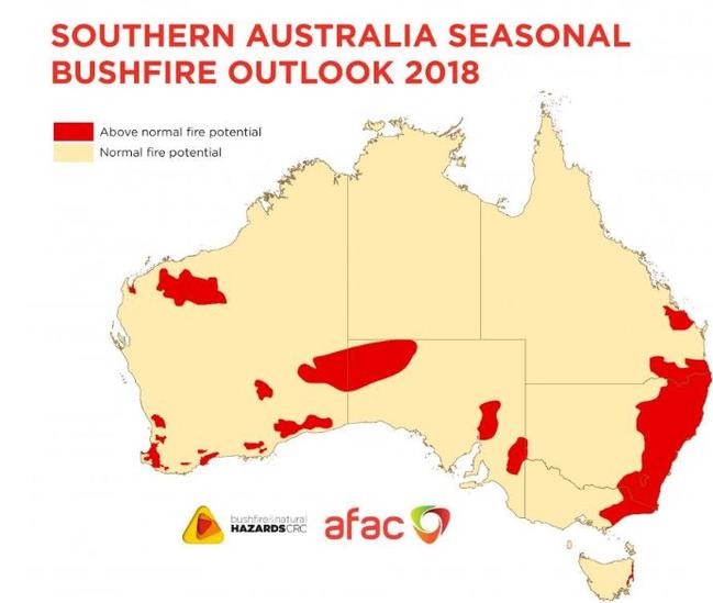 Bushfire potential across Australia.