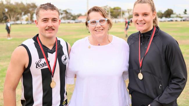 Harlee Chandler (left) after winning the Anzac Round Medal for Cummins Rambler. Picture: Facebook