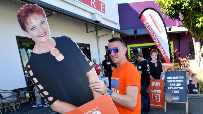 One Nation Chief of Staff James Ashby is seen at a pre-polling station in Morayfield, Queensland, Friday, July 27, 2018. (AAP Image/Darren England) NO ARCHIVING