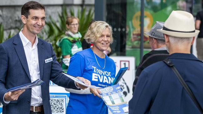 The LNP’s Trevor Evans at pre-polling for the Federal Election at Brisbane City Hall. Picture: Richard Walker