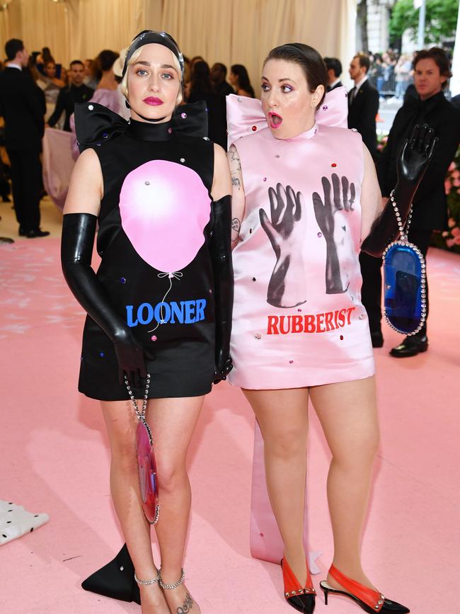 Kirke, left, with Lena Dunham attends The 2019 Met Gala. Picture: Getty