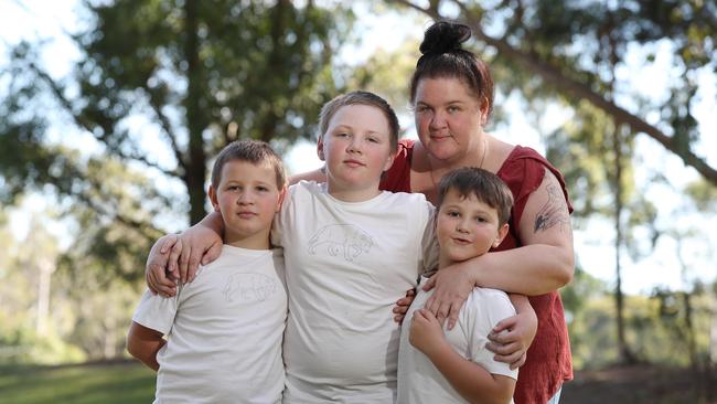 Rebekah Ward with her three boys John, 12, Charlie, 9 and Oliver, 7. Picture: David Swift