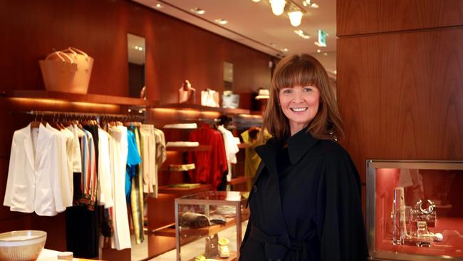 Hermes Australia boss Karin Upton-Baker at the French luxury chain’s Elizabeth Street store in the Sydney CBD.