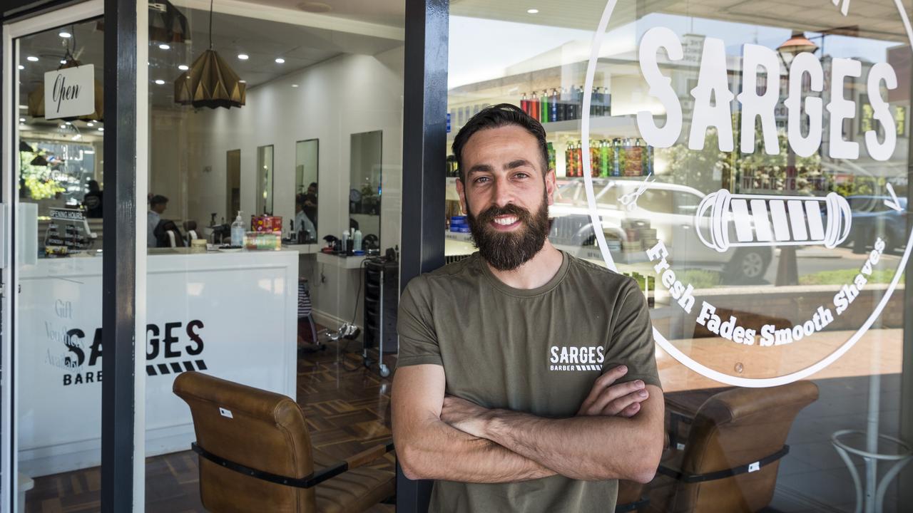 Sarge Tirabzon opened his Margaret St barber shop in April, during the pandemic lockdown. Picture: Kevin Farmer