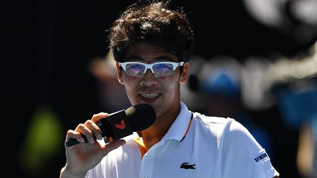 Everyone wanted to speak to Hyeon Chung during the Australian Open. Picture: AFP PHOTO