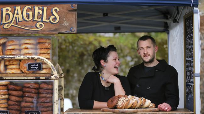 Cohen Bassingthwaite, with his wife Alesha Peckels, who run Bury Me Standing Bagel.