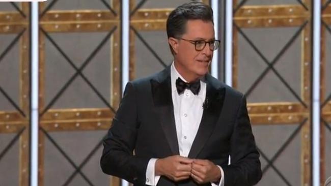 Stephen Colbert hosts the 2017 Emmys. Picture: Fox8