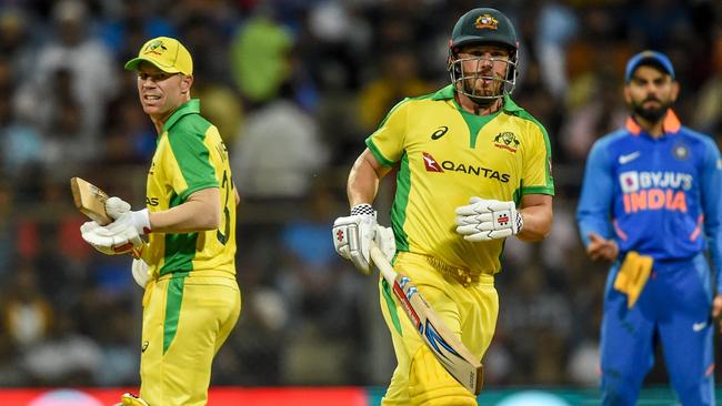 Australian openers David Warner and Aaron Finch piled on the runs in their unbeaten stands in the first ODI. Picture: AFP