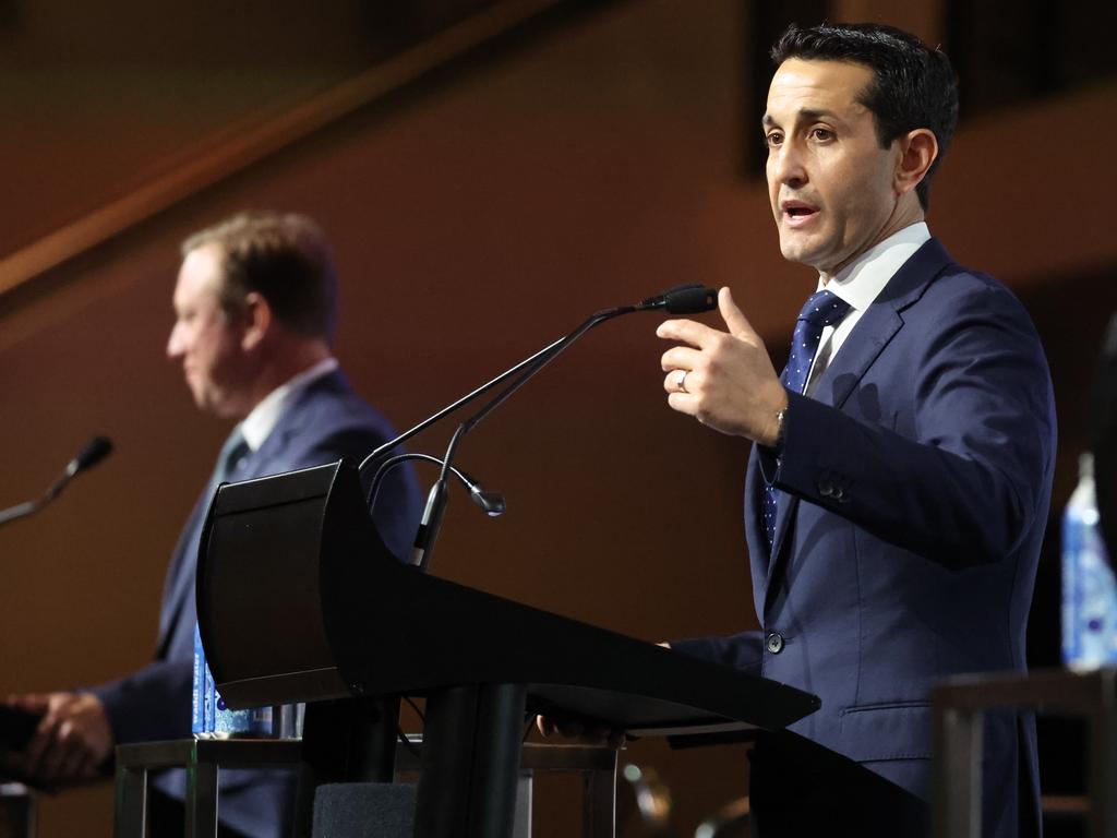 Leader of the Opposition David Crisafulli, 2024 Queensland Election LeadersÃ Debate | Miles v Crisafulli, Qld Media Club, Brisbane Convention & Exhibition Centre, South Brisbane. Picture: Liam Kidston.