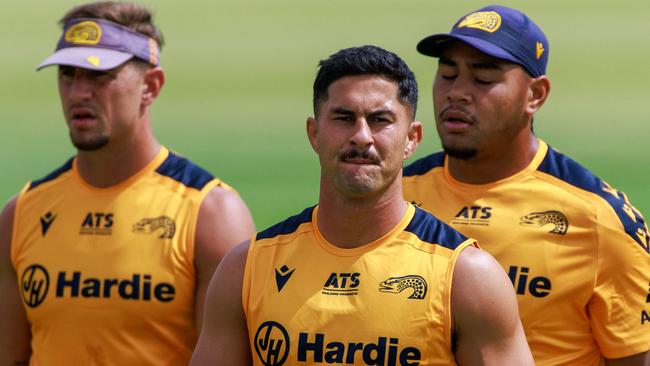 Daily Telegraph. Wednesday 05 March 2025.Parramatta Eels, Dylan Brown, during training, at Eels HQ, in Kellyville, today.Picture: Justin Lloyd.Picture: Justin Lloyd.