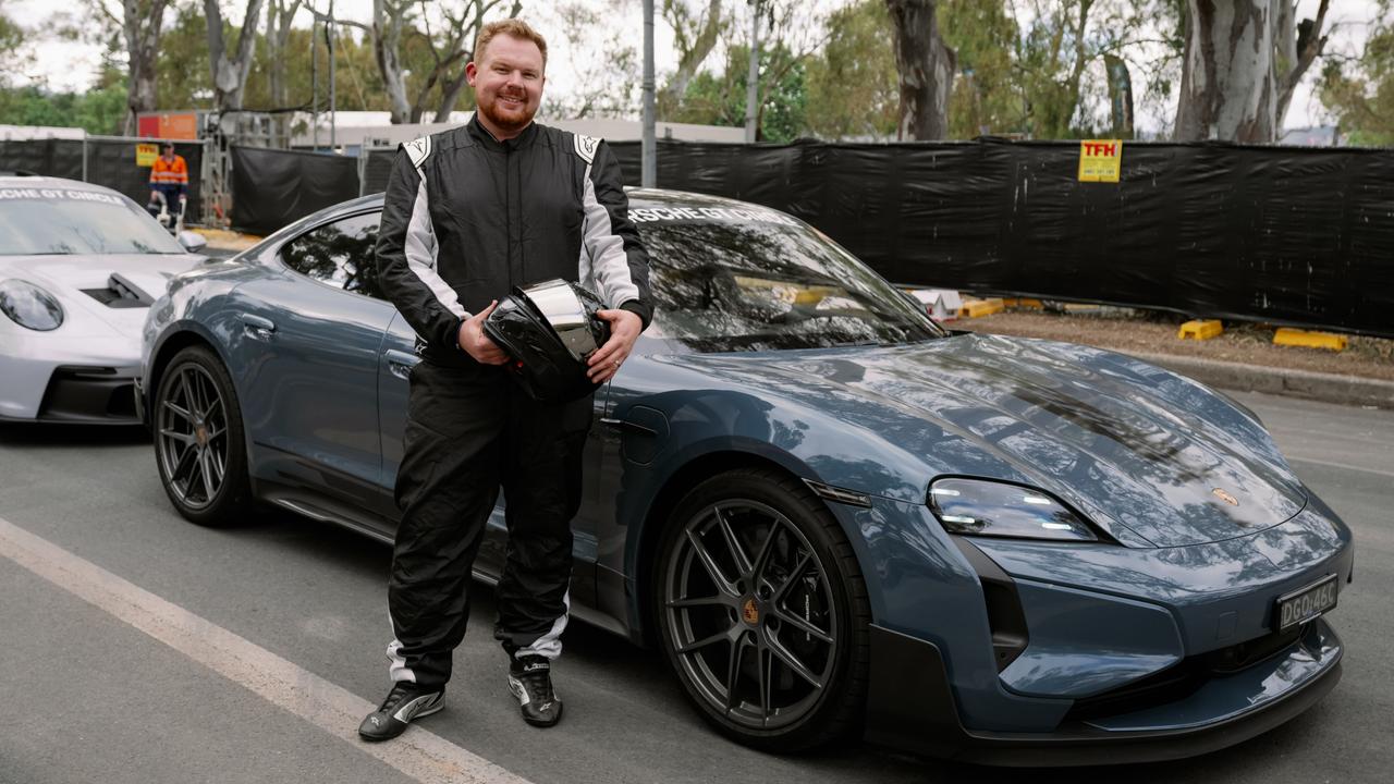 Porsche's Taycan Turbo GT at the Adelaide 500. Picture: Brey Fuentes Films