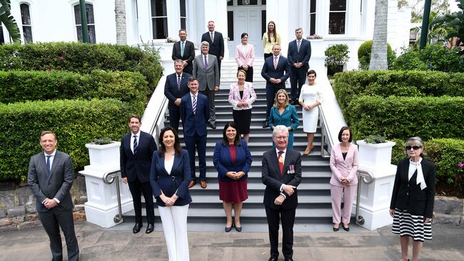 Annastacia Palaszczuk’s Cabinet is sworn in at Government House after the October 2020 state election. Picture: NCA NewsWire / Dan Peled