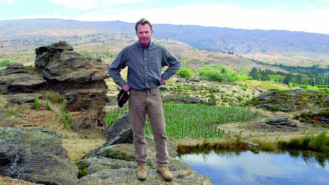 Sam Neill on his property in Central Otago, on New Zealand’s South Island, in 2003. Picture: Fotopress