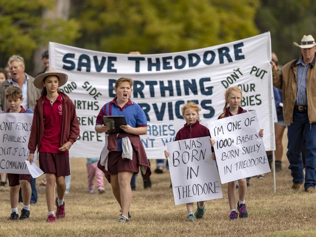 Protest rally held by local residents over the closure of the Birthing Unit at Theodore Hospital.