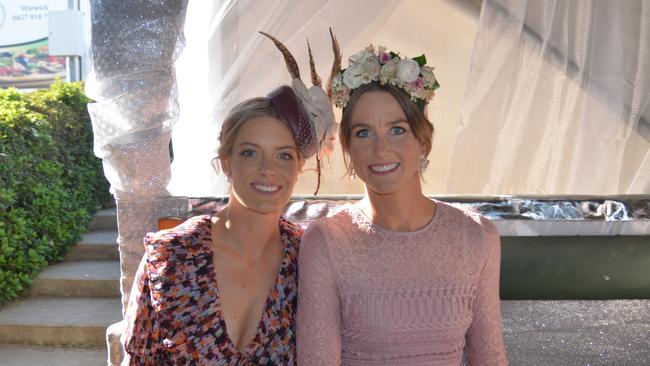 Carissa Miller (left) and Bec Rogers at the 2019 Warwick Picnic Races.