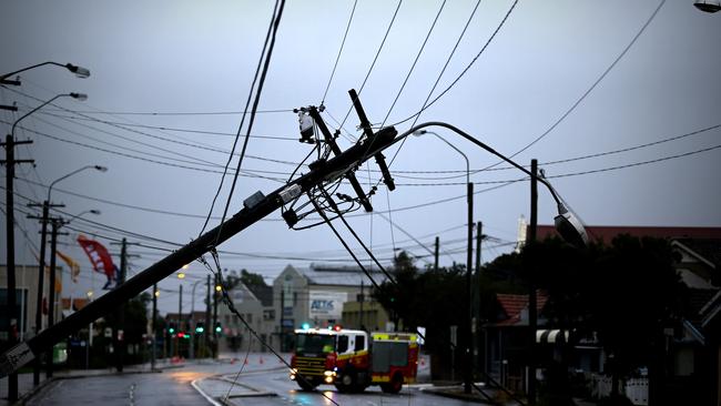 Powerlines remain down across much of Sydney. Picture: John Grainger