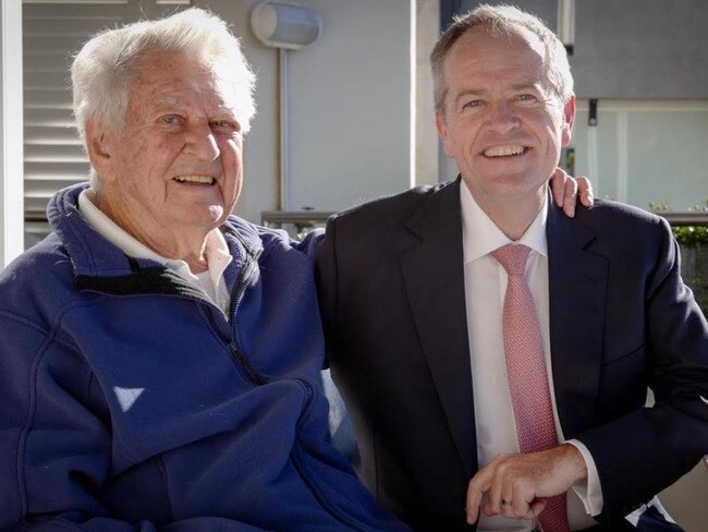 Bob Hawke with Bill Shorten in a photo released by the Opposition Leader earlier this week.