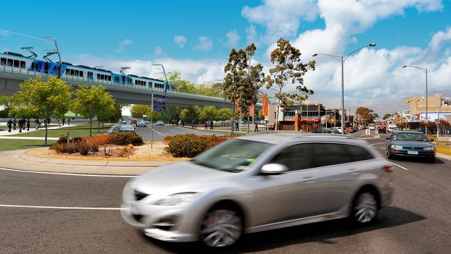 Plans for the sky rail at Noble Park will see three level crossings removed.