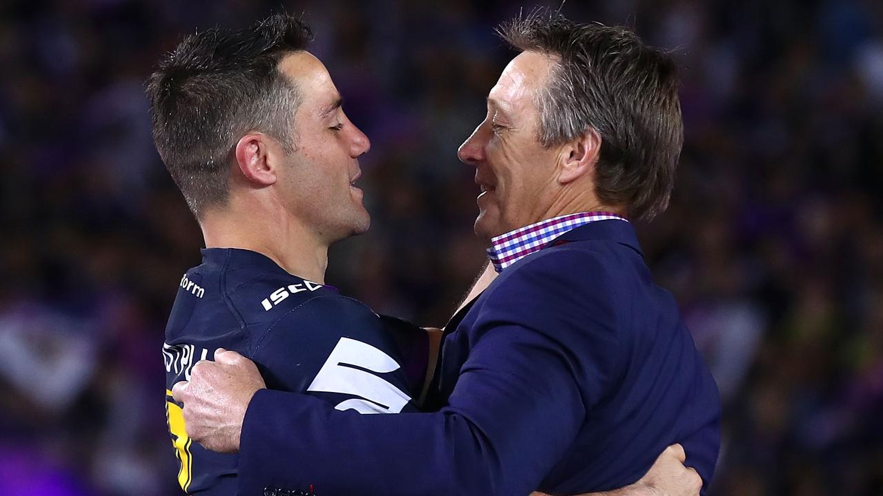 Cooper Cronk couldn’t resist a cheeky dig at his former coach and great mate Craig Bellamy after announcing his retirement.